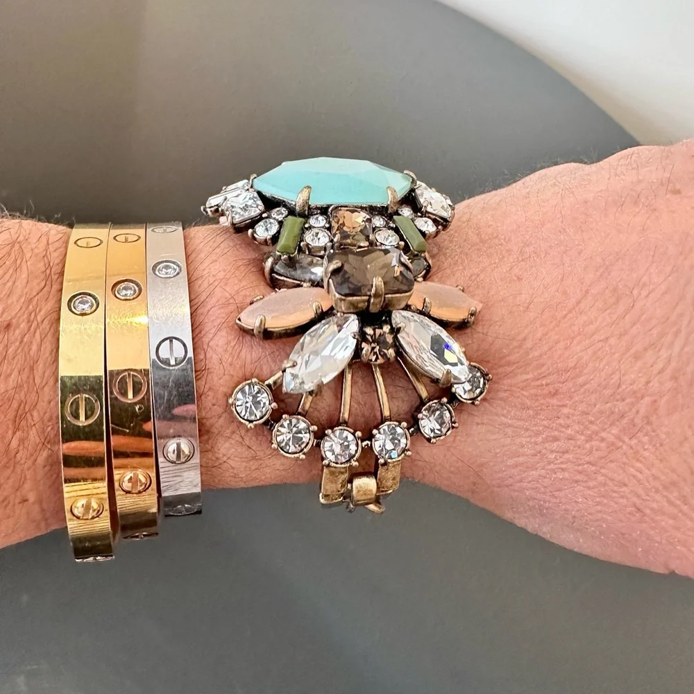 NWT Vintage RARE luxury J. Crew Art Deco Inspired Crystal Statement Bracelet - Picture 9 of 17